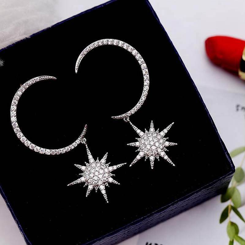 Brincos Gold/Silver CZ 925 Sterling Silver Pin Drop Earrings for Women Ladies Engagement Party Statement Jewelry YEA077