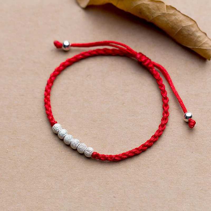Children's Lucky Beads Red Rope 100% 925 Silver Bracelet for Women Wristband Bangle Amulet Jewelry Bracelet Ladies YBR064