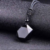 Drop Shipping Black Obsidian Pendant Necklace Six Awn Star Pendant Lucky Love Crystal Jewelry with Free Rope YNC099