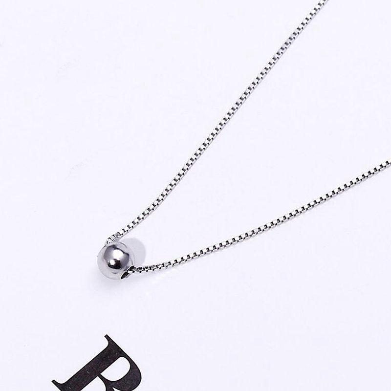 Elegant 925 Sterling Silver Choker Necklace Cute Bead Pendant Necklaces for Women Girls Silver 925 Jewelry Gift YNC054