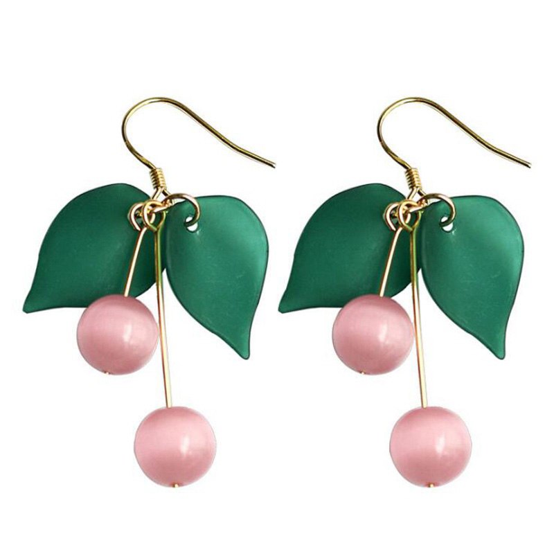 Elegant Cherry Pink Opal Ear hook Women's 925 Sterling Silver Drop Hanging Earrings Fine Jewelry Gift No Ear Hole YEA206