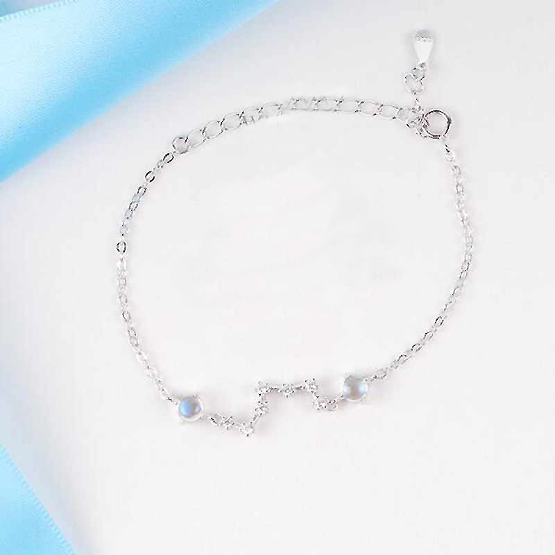 Elegant Ladies' Bracelets Star Shape Natural Moonstone Jewelry Lucky Charm Bracelets & Bangles 925 Silver Bracelet YBR036