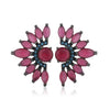 Elegant Sector Shape Red Glass Turquoise Stud Earrings for Women Bohemia Black 925 Sterling Silver Earrings 2020 YEA166