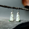 Ethnic Lotus Shape Natural Hetian Jade 925 Sterling Silver Hanging Earrings for Women Luxury Silver 925 Jewelry YEA224