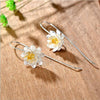 Ethnic Yellow Daisy Ladies Cloisonne 925 Sterling Silver Ear Hook Stud Earrings for Women Fashion Party Jewelry YEA037