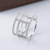 European Style 3 Row CZ Big Wide 925 Sterling Silver Ring Statement Engagement Wedding Band Rings for Women Men YRI075