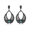 European Turquoise Drop Earrings for Women Female Black Color 925 Silver Jewelry Party Earrings Bohemian Earring YEA170
