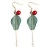 Fashion Leaf Red Agate Natural Pearl Ear hook 925 Sterling Silver Women's Long Hanging Earrings Jewelry YEA213