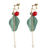 Fashion Leaf Red Agate Natural Pearl Ear hook 925 Sterling Silver Women's Long Hanging Earrings Jewelry YEA213
