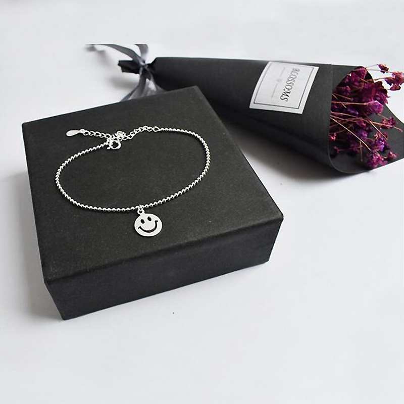 Fashion Simple Smiley Face Genuine 925 Sterling Silver Chain Bracelet Ladies Female Women Bracelets   YBR051