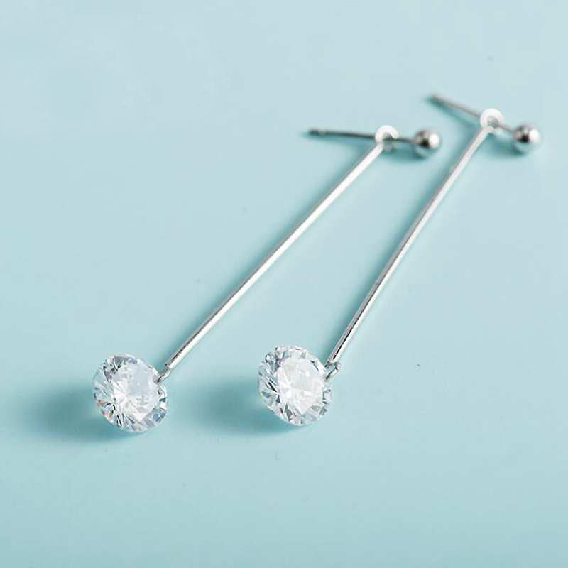 Fashion Simple Style Crystal Line Drop Earrings for Women Genuine 925 Sterling Silver Dangle Earrings Jewelry YEA180