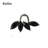 Fashion Single Black Cubic Zircon 925 Sterling Silver Clip Earrings for Women Men Accessories Christmas Jewelry YEA007