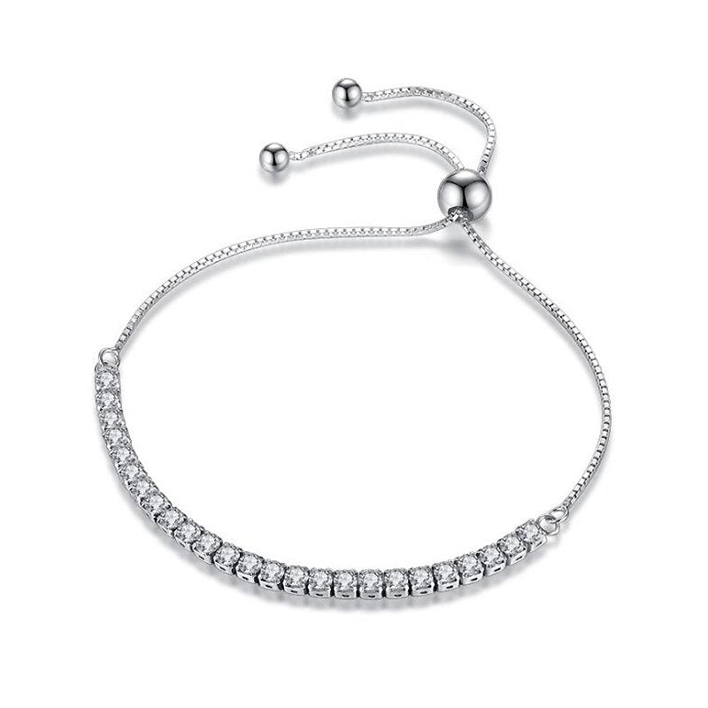 Fashion Women Bracelet Sterling Silver Adjustment Bracelet with White Stone for Gift S925 Silver Bracelet YBR077