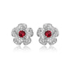 Flower Blue Crystal Female Genuine 925 Sterling Silver Stud Earrings for Women Christmas Jewelry Accessories Gifts YEA052