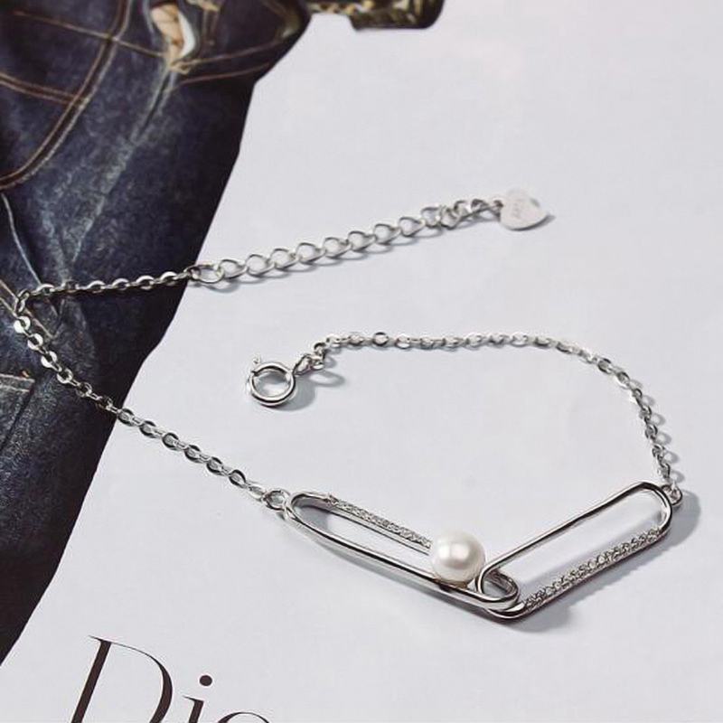 Pearl Bracelets Genuine 925 Sterling Silver Zircon Bracelet for Women   Jewelry Box Gifts YBR026
