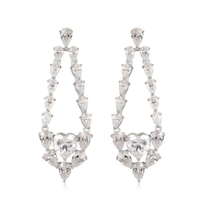 Heart Shape Cubic Zircon Drop Earrings with Stone Sterling Silver 925 Tests 2020 Women's Silver Earrings YEA023