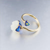 Hetian Jade 925 Sterling Silver Finger Ring Girls Summer Jewelry Cloisonne Teacher Gift Women Adjustable Rings YRI013