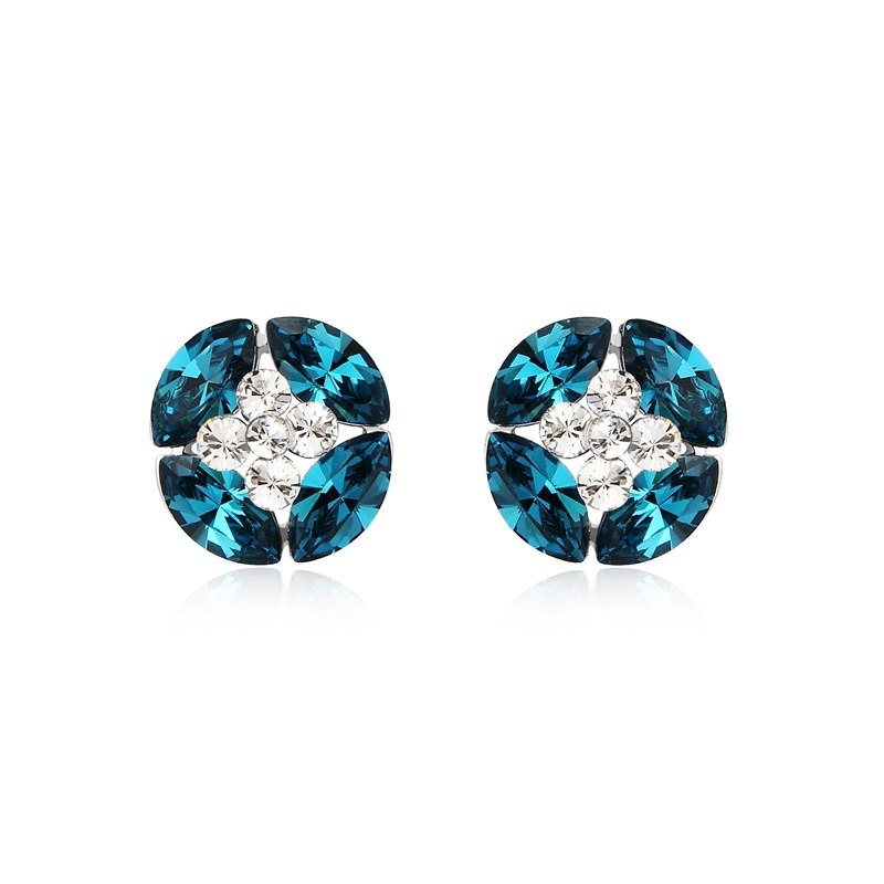 High Quality Blue Crystal Small Earrings with Stones Silver 925 Jewelry Cubic Zircon Stud Earrings for Women Gifts YEA031