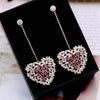 Hot Sale Gradient Pink/Clear CZ Cute Heart 925 Sterling Silver Pin Long Drop Piercing Earrings for Women Ladies YEA067