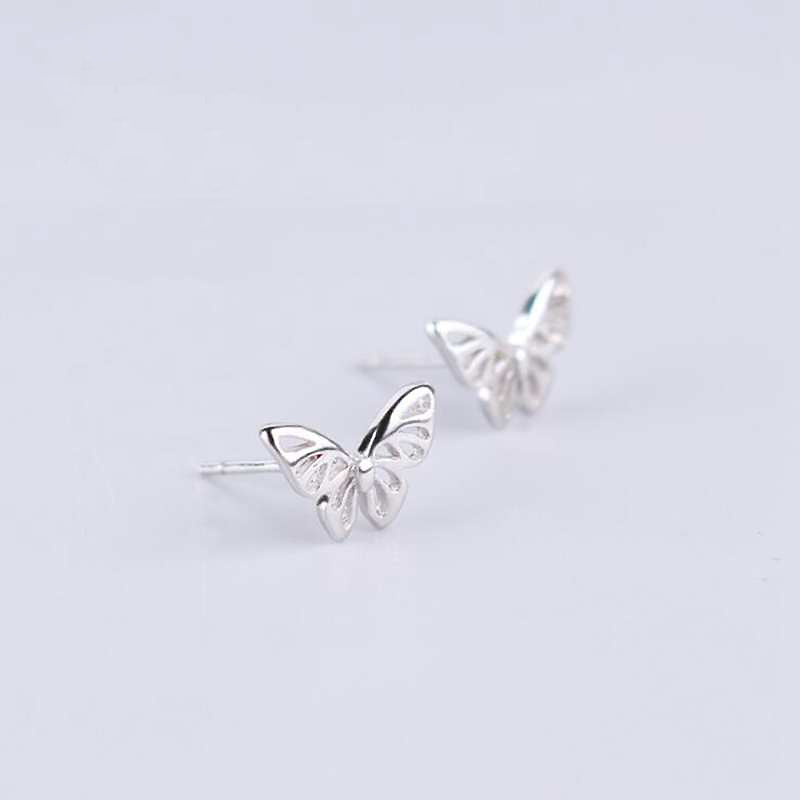 Hot Sale High Quality 925 Sterling Silver Stud Earrings for Women Girl Butterfly Shape Small Earrings Fine Jewelry YEA143