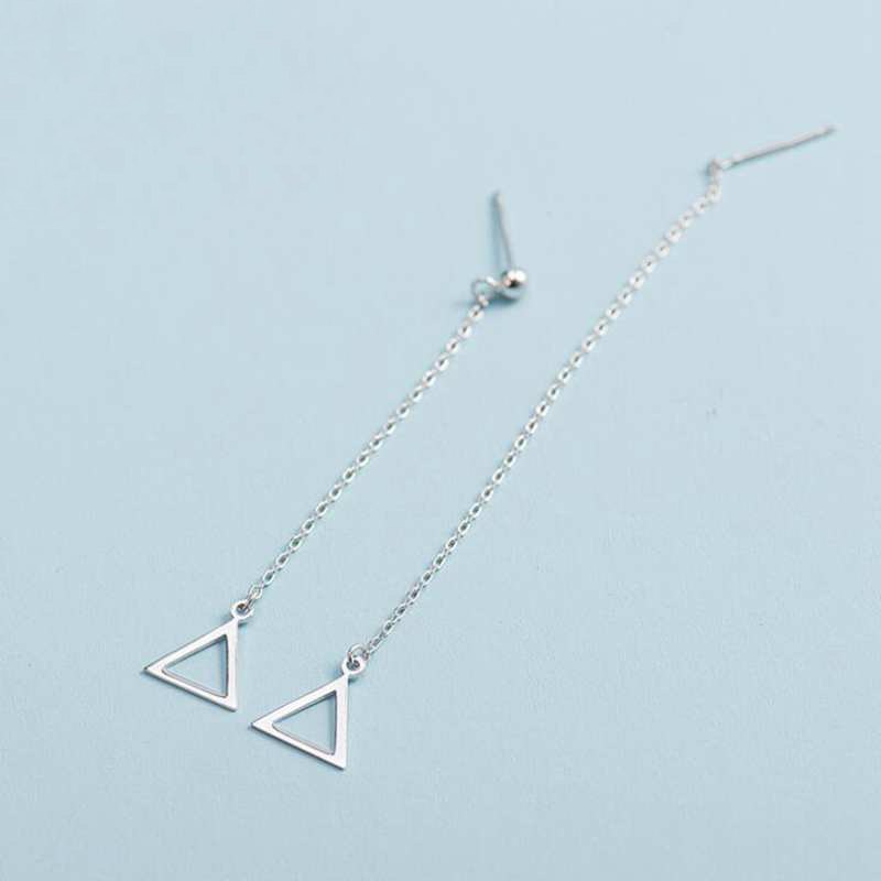 Irregular Tassel Triangle Shape Ear Line Drop Earrings for Women Female 925 Sterling Silver Korean Jewelry Gifts YEA190