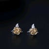 Korean Rose Shape Gold/Rose Gold/Silver 925 Jewelry Ladies 100% 925 Sterling Silver Stud Earrings for Women Party YEA100