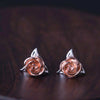 Korean Rose Shape Gold/Rose Gold/Silver 925 Jewelry Ladies 100% 925 Sterling Silver Stud Earrings for Women Party YEA100