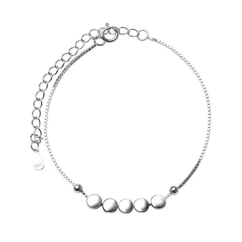 Lucky Charm Round Beads Genuine 925 Sterling Silver Bracelet for Women Box Chain Ladies' Bracelet Silver Jewelry YBR080