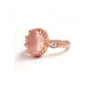 Luxury Big Natural Rose Quartz Gemstone Ring Rose Gold Color 925 Sterling Silver CZ Ring for Women Fine Jewelry YRI090