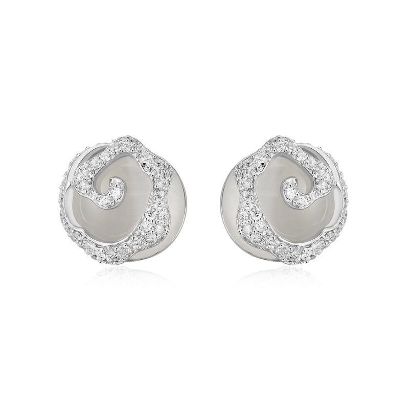 Luxury Big Opal Genuine 925 Sterling Silver Cubic Zircon Women's Stud Earrings with Stone Silver 925 Jewelry Gifts YEA035