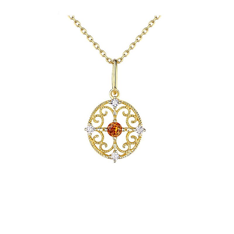Luxury Gemstone Natural Fanta Garnet Stone Necklace Sterling Silver Necklace 925 Gold Statement Pendant Necklaces YNC084