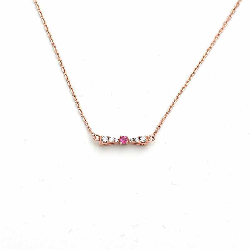 Luxury Natural Red Tourmaline Gemstone Pendant Necklace 18K Rose Gold 925 Sterling Silver CZ Choker Necklaces YNC071