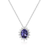 Luxury Purple Crystal Pendant Necklace 100% 925 Sterling Silver Choker Chain Necklace Women Wedding Party Jewelry YNC022