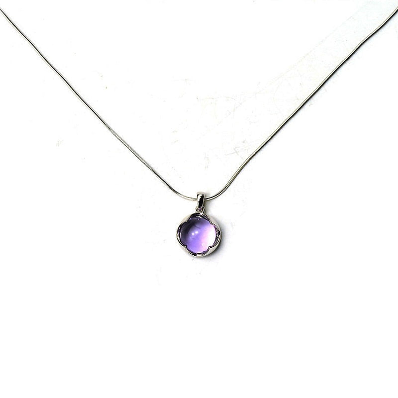 Luxury Round Natural Amethyst Pendant Necklace Three Layers White Gold Color 925 Sterling Silver Choker Necklaces YNC080