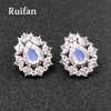 Luxury Sky Blue Cubic Zircon Aquamarine 925 Sterling Silver Stud Earrings for Women Engagement Christmas Jewelry YEA044
