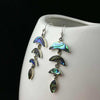 Moon Natural Shell Abalone Asymmetrical Hanging Drop Earrings for Women 100% 925 Sterling Silver Piercing Earrings YEA104