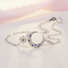 Moon and Star Blue Cubic Zircon Charm Bracelet for Women Real 925 Sterling Silver Bridal Wedding Bracelets Jewelry YBR029