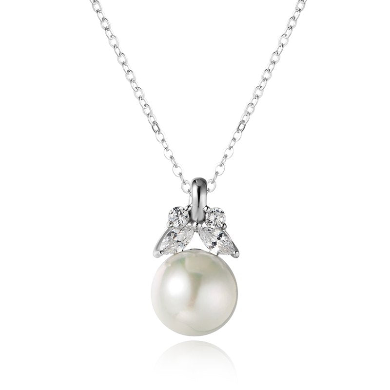 Natural Pearl 925 Sterling Silver Pendant Necklace Cubic Zircon Fashion Woman Pendants Chains Choker YNC019