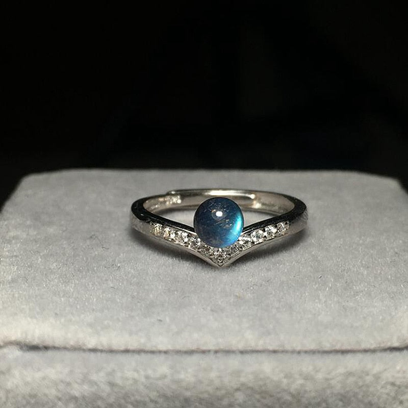 Natural Stone Labradorite Blue Light Moonstone Ring Jewelry Accessories Women 925 Rings Best Gift for Sister YRI028