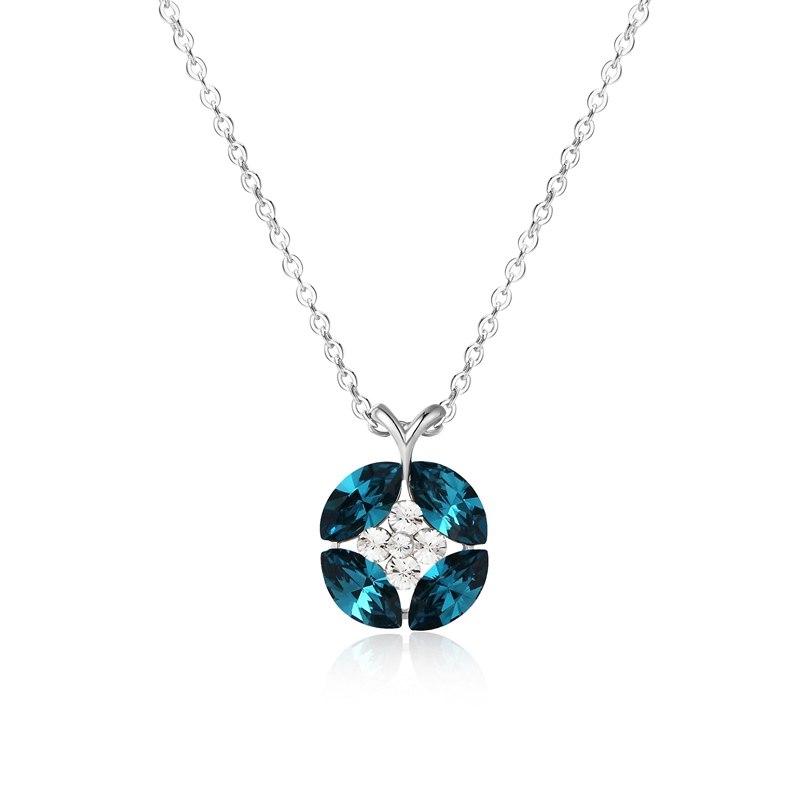 Natural Stones Blue CZ Zircon Crystal Pendant Necklace Fashion Women 925 Sterling Silver Choker Necklace Jewelry YNC013