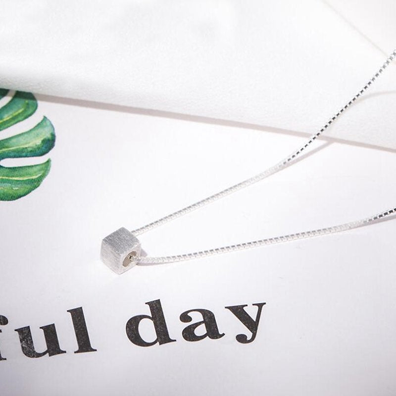 Newest Square Box Cube Pendant Necklace for Women Short Sweet Statement Necklace 925 Sterling Silver Jewelry 2020 YNC049