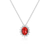 Oval Pink Crystal Pendant Necklace Ladies 925 Sterling Silver Chain Necklace Women Fashion Jewelry Accessories YNC023
