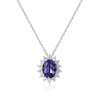 Oval Red Crystal Suspension Pendant Necklace 925 Sterling Silver Chain Necklace Women Wedding Jewelry Accessories YNC021