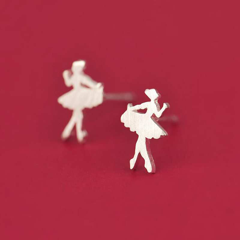 Promotion Wholesale Dancing Girl 925 Sterling Silver Stud Earrings for Women Ladies Small Earrings Fine Jewelry YEA122