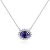 Purple Rhinestone Crystal Pendant Necklace Female Choker 925 Sterling Silver Chain Necklace Women Ladies Jewelry YNC026