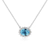 Purple Rhinestone Crystal Pendant Necklace Female Choker 925 Sterling Silver Chain Necklace Women Ladies Jewelry YNC026