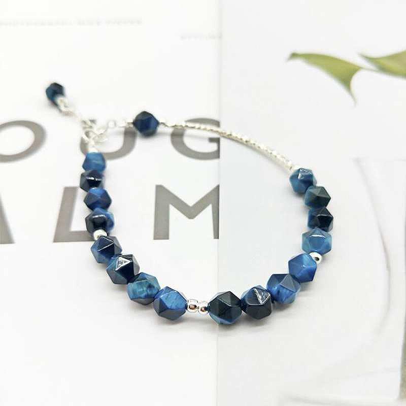 Radiation Protection Natural Blue Stone Tiger's Eye Bracelet Ladies 100% 925 Sterling Silver Woman Bracelets Gift YBR072
