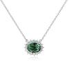 Real 925 Sterling Silver Green Crystal Rhinestone Pendant Necklaces for Women Fine Jewelry Female Wedding Gift YNC025