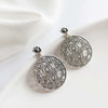 Retro Round Flower 100% 925 Sterling Silver Earrings Trendy Korean Stud Earrings for Women Silver 925 Jewelry YEA094