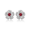 Romantic Flower Shape Clear Crystal Genuine 925 Sterling Silver Stud Earrings for Women Christmas Jewelry Gifts YEA027